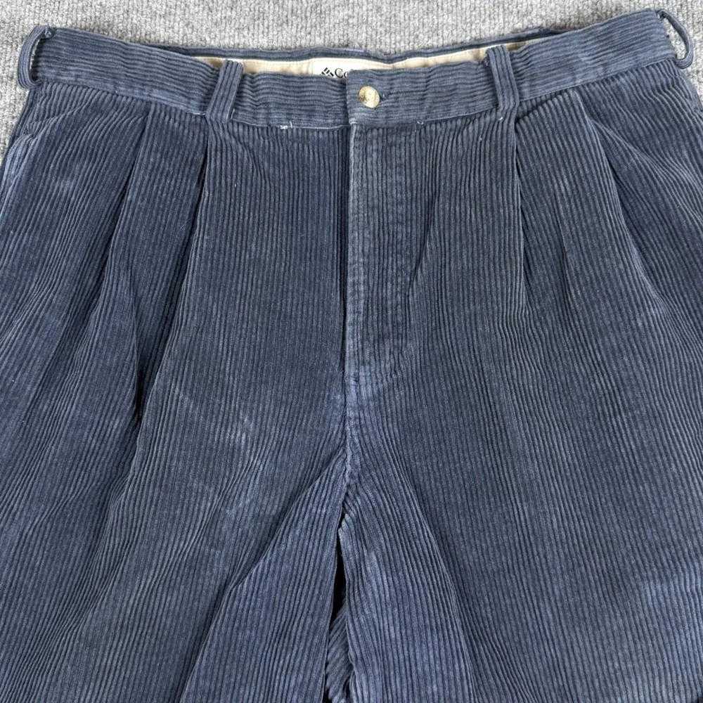 Vintage 90s Y2K Mens Corduroy Pants Pleated Blue 36x32 Relaxed Fit Workwear Fall